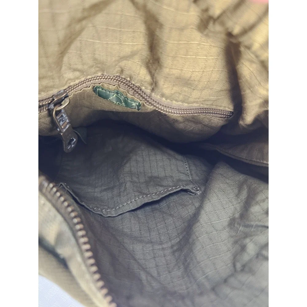 TSD Brand Forest Crossbody Messenger Bag Tan Canvas Brown‎ Leather Trim